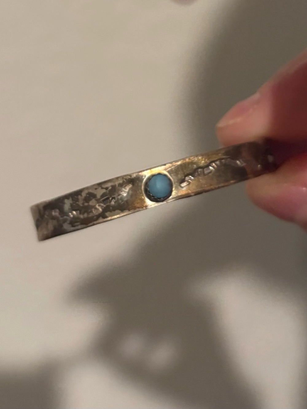 Silver and Faux Turquoise Baby Cuff Bracelet